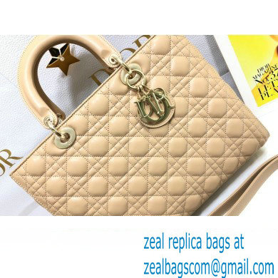 Dior Large Lady Dior Bag in Cannage Lambskin Beige