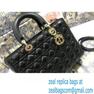 Dior Large Lady Dior Bag in Cannage Lambskin Black