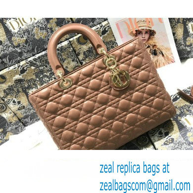 Dior Large Lady Dior Bag in Cannage Lambskin Nude