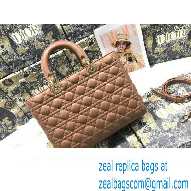 Dior Large Lady Dior Bag in Cannage Lambskin Nude