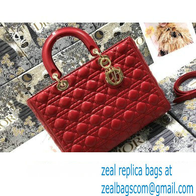 Dior Large Lady Dior Bag in Cannage Lambskin Red