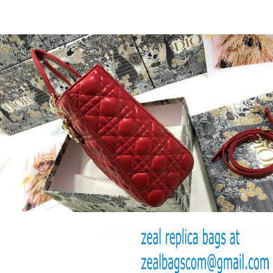 Dior Large Lady Dior Bag in Cannage Lambskin Red