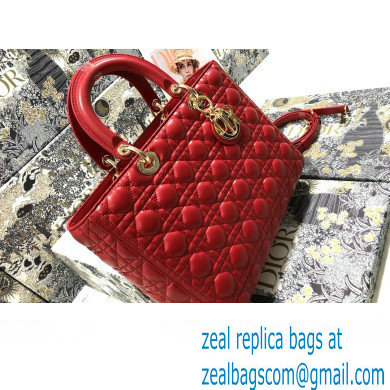 Dior Large Lady Dior Bag in Cannage Lambskin Red