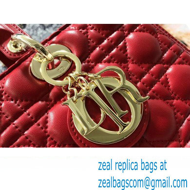 Dior Large Lady Dior Bag in Cannage Lambskin Red