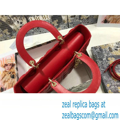 Dior Large Lady Dior Bag in Cannage Lambskin Red