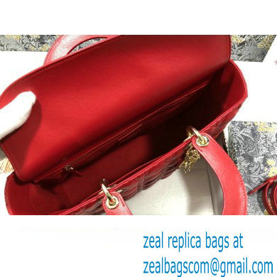 Dior Large Lady Dior Bag in Cannage Lambskin Red