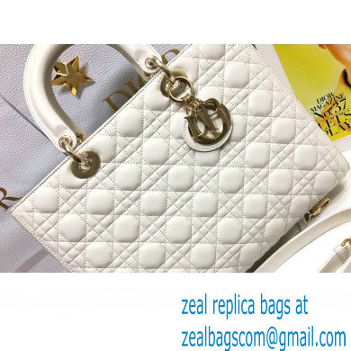 Dior Large Lady Dior Bag in Cannage Lambskin White