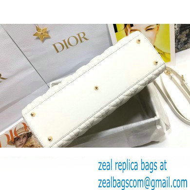 Dior Large Lady Dior Bag in Cannage Lambskin White