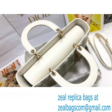 Dior Large Lady Dior Bag in Cannage Lambskin White