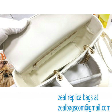 Dior Large Lady Dior Bag in Cannage Lambskin White