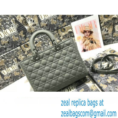 Dior Large Lady Dior Bag in Gray Ultramatte Cannage Calfskin