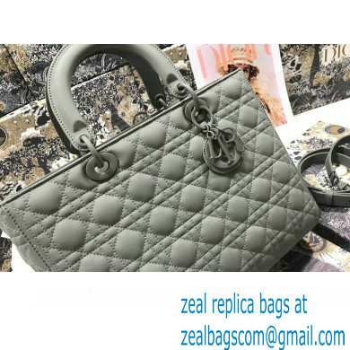 Dior Large Lady Dior Bag in Gray Ultramatte Cannage Calfskin - Click Image to Close