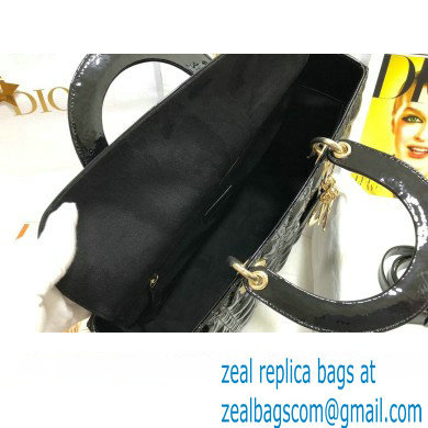 Dior Large Lady Dior Bag in Patent Cannage Calfskin Black