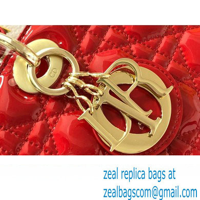 Dior Large Lady Dior Bag in Patent Cannage Calfskin Red