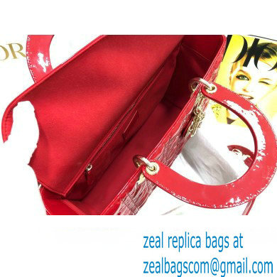 Dior Large Lady Dior Bag in Patent Cannage Calfskin Red