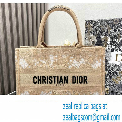 Dior Medium Book Tote Bag in Beige D-Lace Butterfly Embroidery 2024 - Click Image to Close