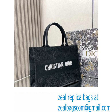 Dior Medium Book Tote Bag in Black D-Lace Butterfly Embroidery 2024 - Click Image to Close