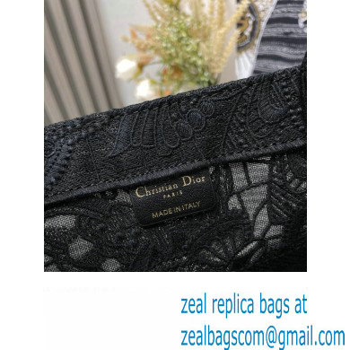 Dior Medium Book Tote Bag in Black D-Lace Butterfly Embroidery 2024