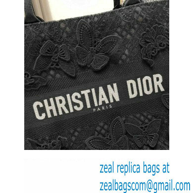 Dior Medium Book Tote Bag in Black D-Lace Butterfly Embroidery with 3D Macrame Effect 2024 - Click Image to Close