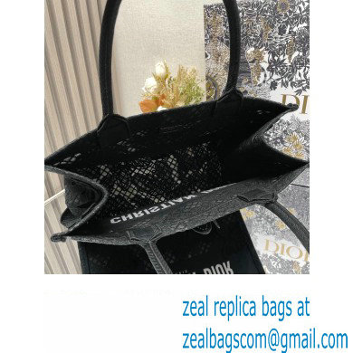 Dior Medium Book Tote Bag in Black D-Lace Butterfly Embroidery with 3D Macrame Effect 2024