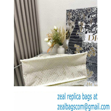 Dior Medium Book Tote Bag in White D-Lace Butterfly Embroidery with 3D Macrame Effect 2024