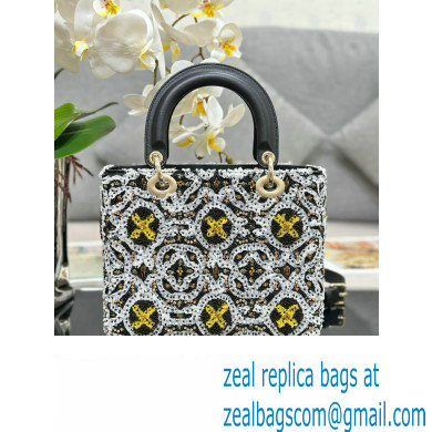 Dior Medium Lady Dior Bag in Black with Bead Embroidery