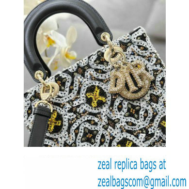 Dior Medium Lady Dior Bag in Black with Bead Embroidery