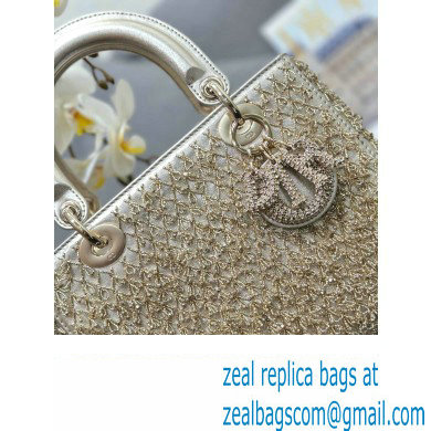 Dior Medium Lady Dior Bag in Gold with Bead Embroidery - Click Image to Close