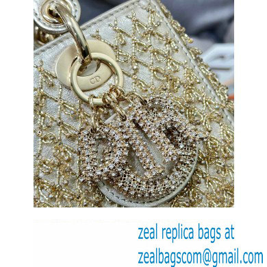 Dior Medium Lady Dior Bag in Gold with Bead Embroidery