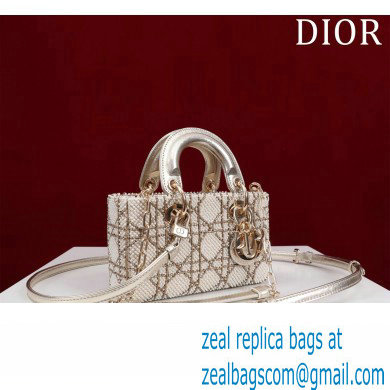 Dior Micro Lady D-Joy Bag in Metallic Calfskin with Resin Pearls