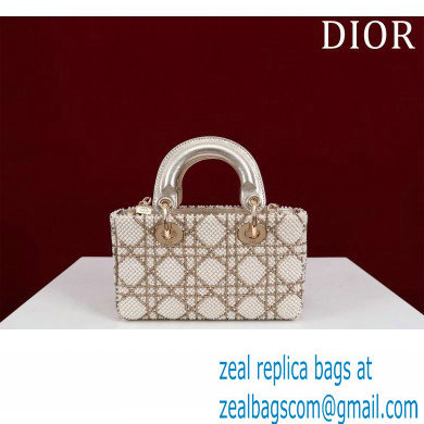 Dior Micro Lady D-Joy Bag in Metallic Calfskin with Resin Pearls - Click Image to Close