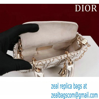 Dior Micro Lady D-Joy Bag in Metallic Calfskin with Resin Pearls - Click Image to Close