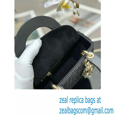 Dior Mini Lady Dior Bag in Black Cannage Cotton with Micropearl Embroidery