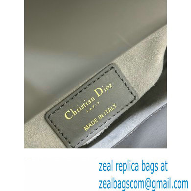 Dior Mini Lady Dior Bag in Gray Smooth Calfskin and Satin with Bead Embroidery