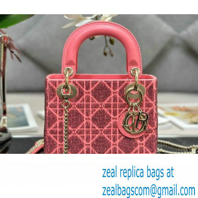 Dior Mini Lady Dior Bag in Pink Cannage Cotton with Micropearl Embroidery - Click Image to Close