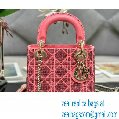 Dior Mini Lady Dior Bag in Pink Cannage Cotton with Micropearl Embroidery