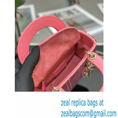 Dior Mini Lady Dior Bag in Pink Cannage Cotton with Micropearl Embroidery
