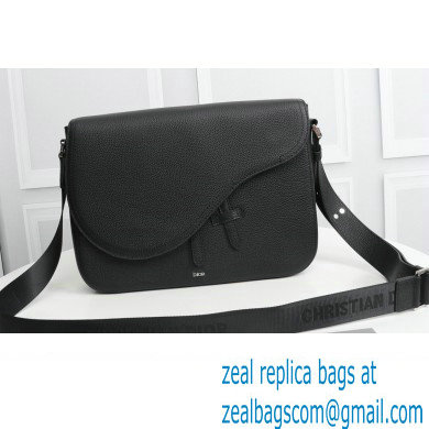 Dior Mini Saddle Messenger Bag in Black Grained Calfskin