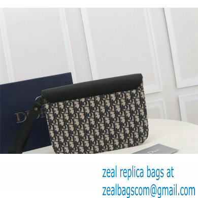 Dior Saddle A5 Pouch Bag in Beige and Black Dior Oblique Jacquard and Black Grained Calfskin