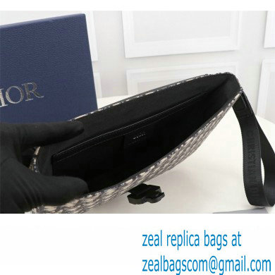 Dior Saddle A5 Pouch Bag in Beige and Black Dior Oblique Jacquard and Black Grained Calfskin