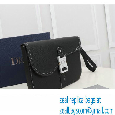Dior Saddle A5 Pouch Bag in Black Grained Calfskin
