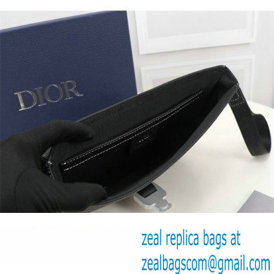 Dior Saddle A5 Pouch Bag in Black Grained Calfskin