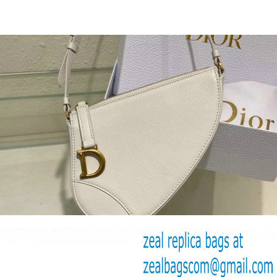 Dior Saddle Shoulder Pouch Bag in White Goatskin 2024