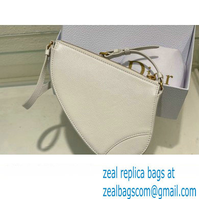 Dior Saddle Shoulder Pouch Bag in White Goatskin 2024