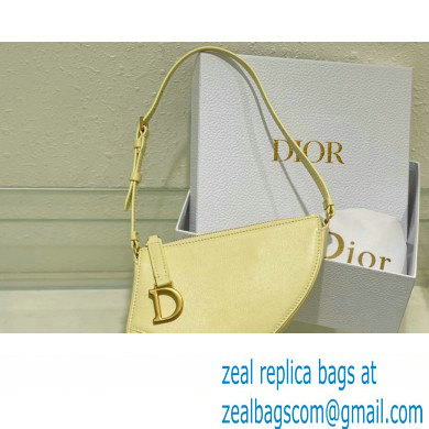 Dior Saddle Shoulder Pouch Bag in Yellow Goatskin 2024