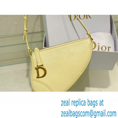 Dior Saddle Shoulder Pouch Bag in Yellow Goatskin 2024