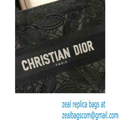 Dior Small Book Tote Bag in Black D-Lace Butterfly Embroidery 2024