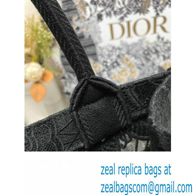 Dior Small Book Tote Bag in Black D-Lace Butterfly Embroidery 2024
