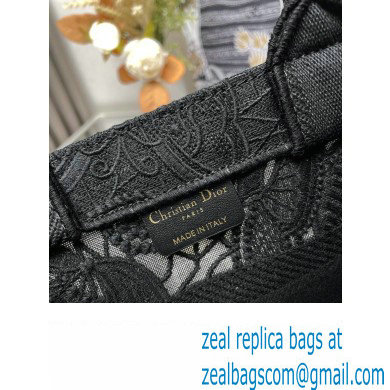 Dior Small Book Tote Bag in Black D-Lace Butterfly Embroidery 2024