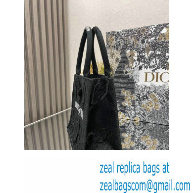 Dior Small Book Tote Bag in Black D-Lace Butterfly Embroidery with 3D Macrame Effect 2024